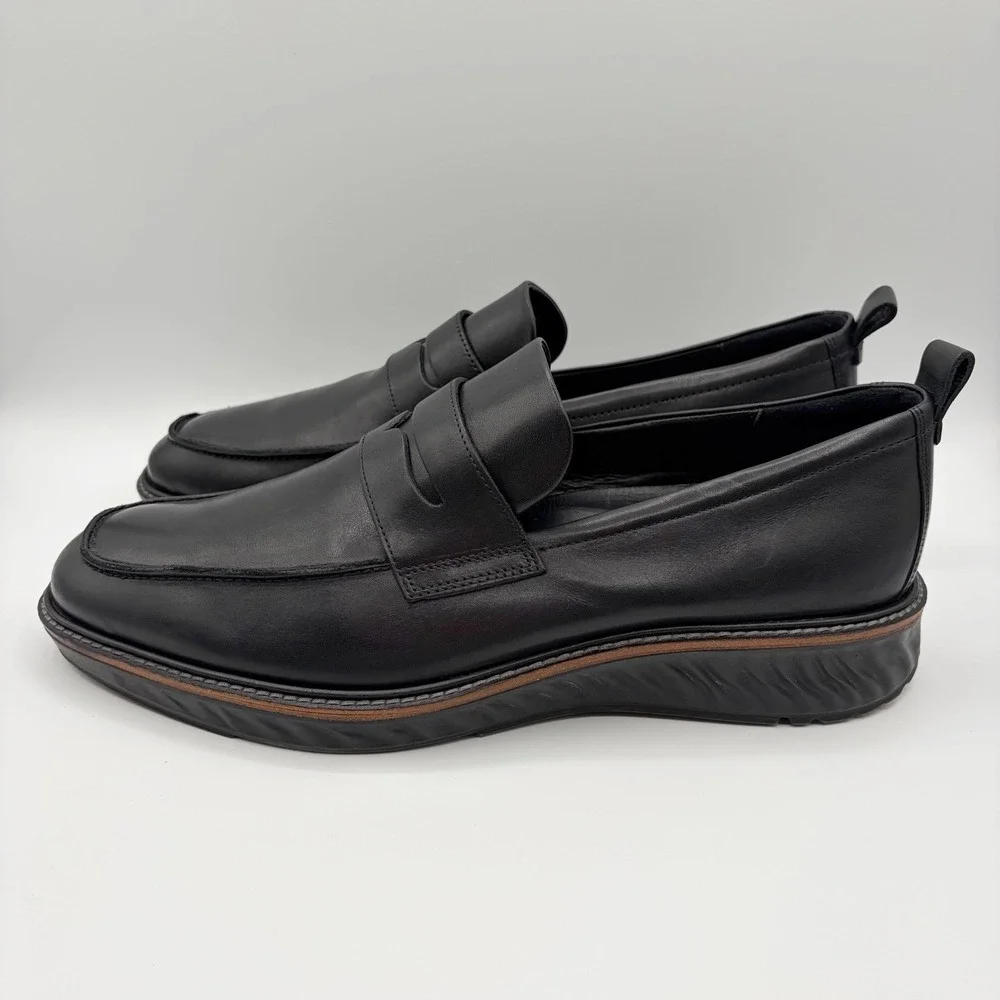 ECCO Mens St.1 Hybrid Black Leather Penny Dress Loafer Shoe Size 12